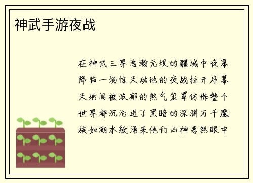 神武手游夜战